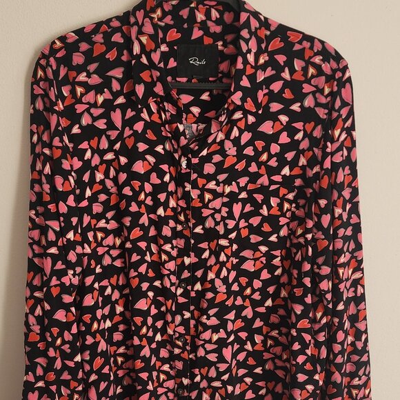 Rails Josephine Heart Print Button-Up Shirt-Sz Med-EUC - Picture 1 of 5